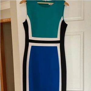 💜SALE….Calvin Klein Color Block Scuba Sheath Dress size 10